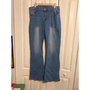 Womens Light Wash Flared Jeans Bell Bottom‎ Denim Casual Pants Size XL thumbnail 3