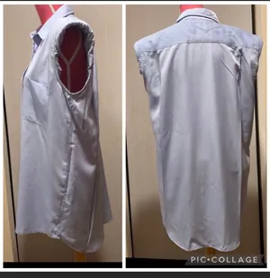 Oversize shoulder pads sleeveless shirt in blue size L thumbnail 3