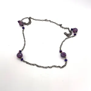 Black purple iridescent sparkly balls chain‎ link necklace Fairycore whimsy thumbnail 3