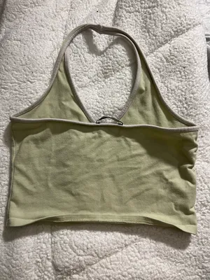 Brandy Melville Lime Green Halter Crop Tank thumbnail 2