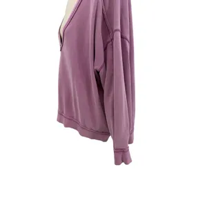 Free People‎ We The Free Oversized V Neck Raw Seam Sweatshirt Purple Small thumbnail 4