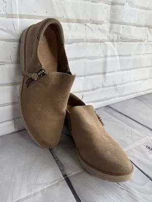 Dr. Scholl's Nice Day Now Women's Suede Slip-On Loafer in Taupe thumbnail 1