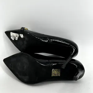 Jeffrey Campbell Pump Heels Stiletto Gold Chain Pointed Patent Leather Black 7.5 thumbnail 7