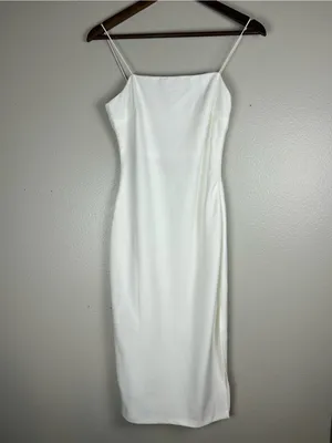 Princess Polly White Bungee Strap Midi Dress with Side Slit Size 4 Bridal thumbnail 3