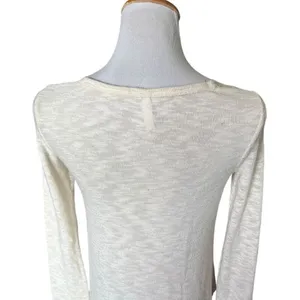 Womens Xhiliration Ivory Lace Overlay Heathered Long Sleeve Blouse Top - Sz S thumbnail 3