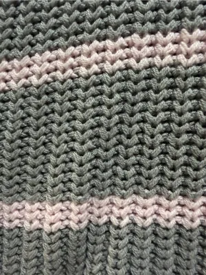 Cozy Striped knit sweater Caslon pink grey large cotton blend soft girl FLAWS thumbnail 6