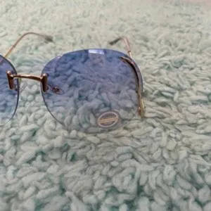 Rimless Blue Lens & Silver Sunglasses NWOT thumbnail 7