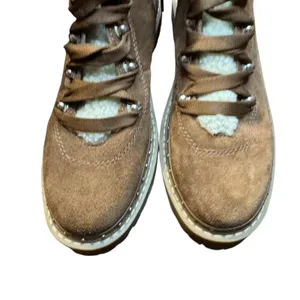 Steve Madden Boots Womens Size 7.5 Brown Leather Rainier Faux Fur‎ Ankle Lug thumbnail 2