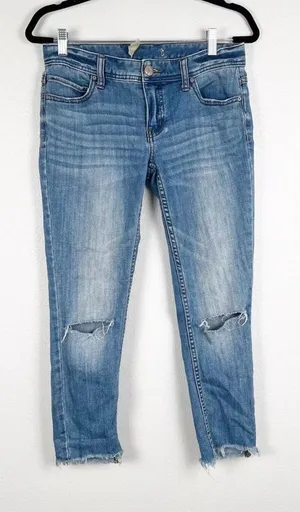 Free People Womens Mid Rise Distressed‎ Blue Jeans Sz 27 thumbnail 1