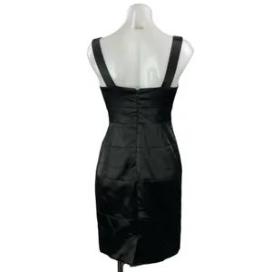 London Times Black Sleeveless Silk Satin Sweetheart Bandage Mini Bodycon Dress 4 thumbnail 3