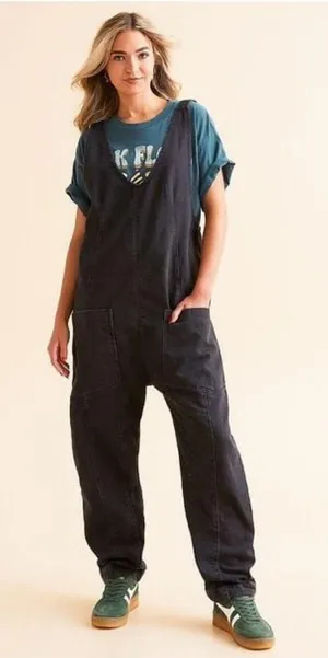 Free people Women's Black High Roller Overall Denim Jumpsuit thumbnail 1