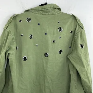 ZARA Oversized Rivet Roll Sleeve Utility Jacket Size X Small Green thumbnail 13