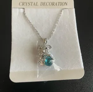 Sloth with blue crystal necklace thumbnail 3