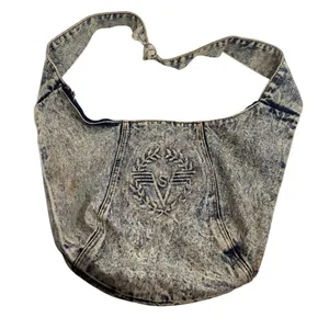 Vintage Y2K 90s Acid Wash Denim Hobo Bag Shane's Logo Retro Slouchy‎ Shoulder thumbnail 1