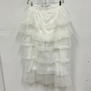 NWT‎ Akira Once Upon A Dream Ruffle Assymetric Maxi Skirt White Large Low High thumbnail 3