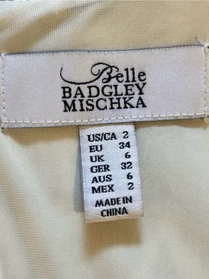 💥Belle Badgley Mischka Ikat Studded Halter Maxi Dress Black Ivory Sz 2💛 thumbnail 7
