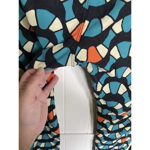 LuLaRoe Womens Leggings Sz TC Snakey Waves Teal Cream Orange Stained Glass‎ thumbnail 5