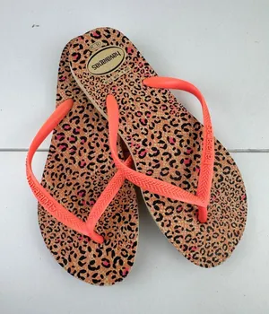 Havaianas Leopard Print Flip Flops Orange Thong Sandals Size US 6 EUR 37‎ 38 thumbnail 1