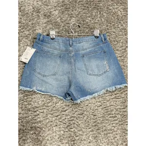 NWT BBJ Denim Shorts Womens 7/28 Glitter Distressed Ripped Cut Off High Rise thumbnail 4