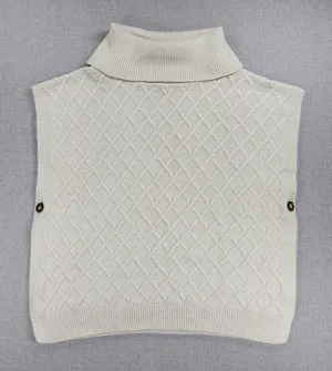 Tantrums Womens Vest One Size Ivory Wool Blend Cross Hatch Turtleneck Knit thumbnail 1