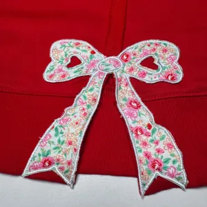 Hazel Blues Floral Bow Patched Exposed‎ Seam Patchwork Slit Baggy Sweatshirt thumbnail 2