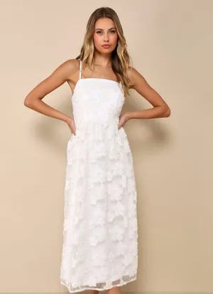 Lulus Delightful Charisma White Embroidered Sequin Mesh Dress Classy Long Medium thumbnail 1