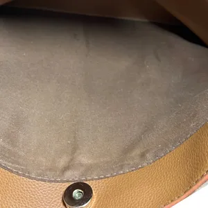 Brown Faux Leather Tote Bag With Gold Ring‎ Handle Shoulder Crossbody Strap thumbnail 6