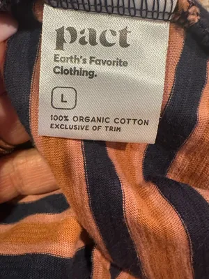 Pact Avery T-Shirt Dress Orange Harvest Navy Blue Stripe Organic Cotton thumbnail 8