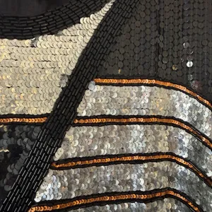 Chanson d'Amour Women's Large Art Deco Sequin & Bead Tunic Glamour Bling VTG thumbnail 5