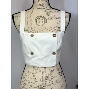 Free People This is Love 4 Button Crop Top White Med thumbnail 5