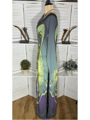Vintage Y2K Kaftan boho maxi dress layer duster cover up Avant Garde futuristic thumbnail 3