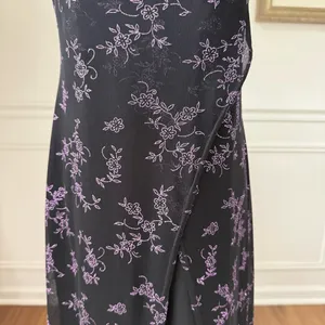 Vintage 90s Next Up Black Purple Glitter Flower Hi Lo Dress S thumbnail 4