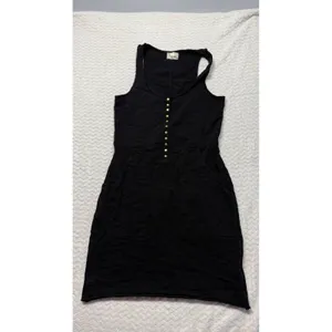 Nation LTD Womens Black Henley Snap Tank Dress Racerback Pockets XS thumbnail 2