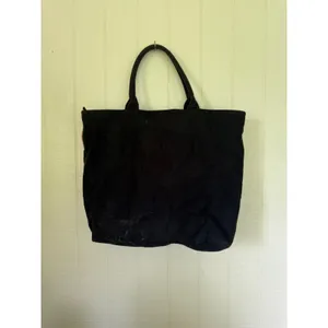 Victoria's Secret Pink Silver Striped Sequin Logo Tote Bag Black Canvas Zipper thumbnail 2