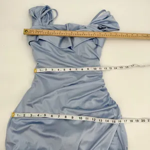 Popilush Dress Womens S Blue Formal Gown Shapewear Ruched Off Shoulder Strap NEW thumbnail 12