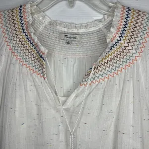 Madewell Rainbow Smocked Pom Trapeze Dress thumbnail 15