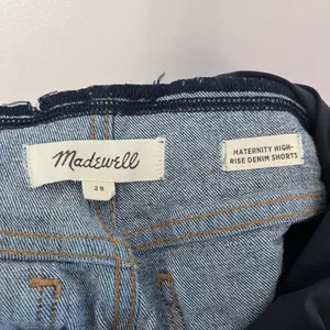 Madewell Maternity Stretch Denim Over-the-Belly Cuffed Raw Hem Burke Shorts 28 thumbnail 4