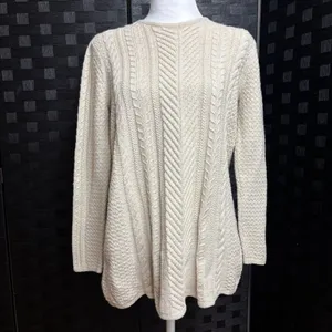 J. Jill‎ Sweater Tunic Cream Cable Knit Herringbone Wool Blend Fisherman Cabin S thumbnail 2