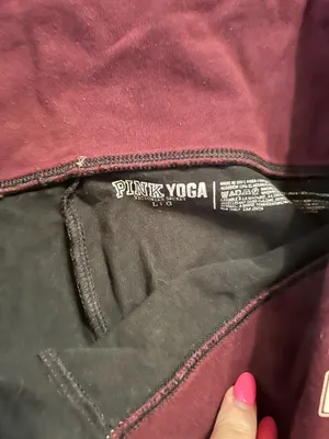 PINK - Victoria's Secret leggings with maroon fold over waistband. Size large thumbnail 2