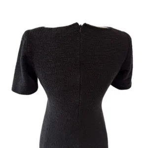Theory | Black Tweed Cotton Knit Dress Size 4 Knee Length Career Work Business thumbnail 4