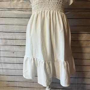 Altar'd State White Smocked-Waist V-Neck Mini Dress thumbnail 6