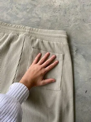 Ribbed High Waisted Drawstring Trouser Pants thumbnail 10