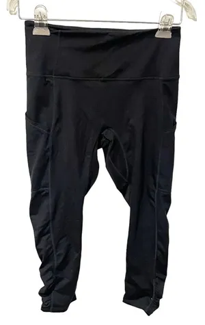 Free People Size‎ Small FP Movement Black Shiny Leggings Ruched Legs Athletic thumbnail 1