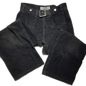 Vtg 90s Y2K black corduroy wide leg flare pants Clueless punk goth grunge L thumbnail 1