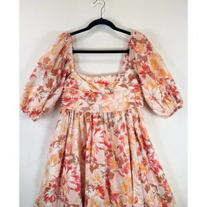 Abercrombie Fitch Mini Dress Beige Emerson Poplin Puffed Boho Medium Petite thumbnail 7