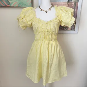 Show Me Your Mumu Sunshine Yellow Puff Sleeve Leigh Mini Dress Small NEW thumbnail 3