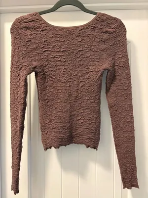 NATURAL LIFE Textured Square-Neck Long Sleeve Top - Mauve thumbnail 4