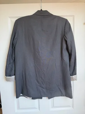 Zara Linen Blend Blazer with printed cuff Grey M thumbnail 5