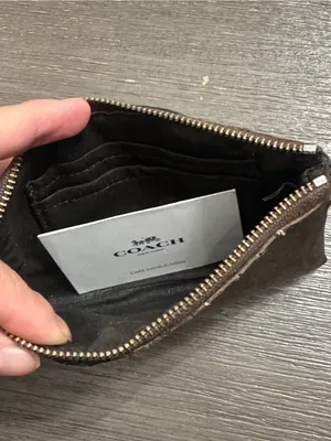 Coach Brown Signature Zip Pouch with Black Center Stripe thumbnail 7