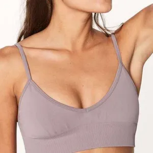 Lululemon Awakening Bra Taryn Toomey Collection Misty Mauve Purple Grey Size 8 thumbnail 1